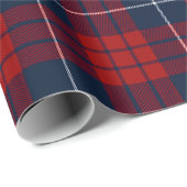 Retro Blauw Rood Kerstmis Nieuwjaar Tartan Plaid Cadeaupapier (Rol Hoek)