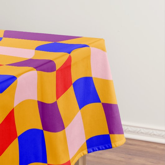 Retro blauw rood paarse geruit katoenen dineren tafelkleed (Voorbeeld)