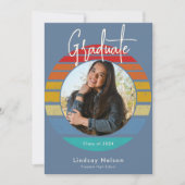 Retro Blauw Rood Sinaasappel Zonsondergang Foto Af Kaart (Voorkant)