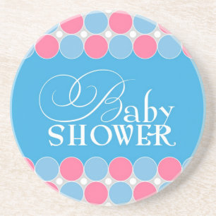 Retro blauw roze Baby shower Onderzetter