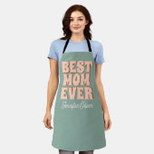 Retro Blauw Roze Grappige Moederdag Schort (Gedragen)