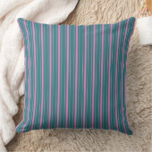 Retro Blauw Roze Ticking Gestreepte Pinstripe Kussen (Deken)