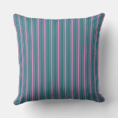 Retro Blauw Roze Ticking Gestreepte Pinstripe Kussen (Achterkant)