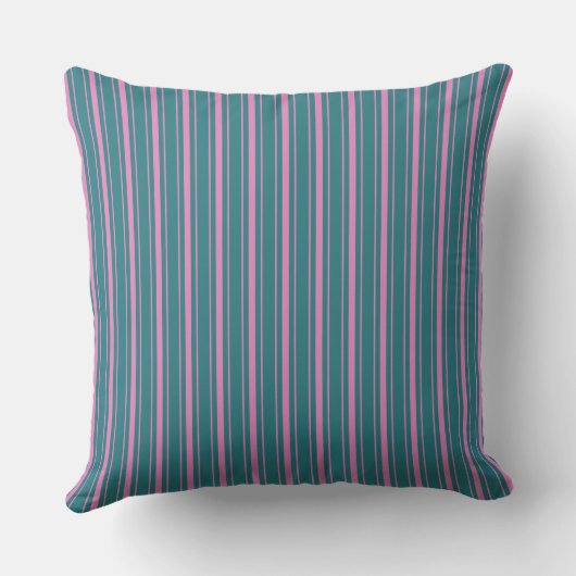  Retro Blauw Roze Ticking Gestreepte Pinstripe Kussen (Achterkant)