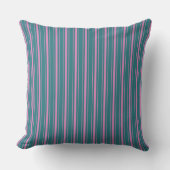  Retro Blauw Roze Ticking Gestreepte Pinstripe Kussen (Voorkant)