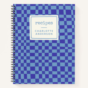Retro Blauw Schaakbord Persoonlijke Recepten Notitieboek
