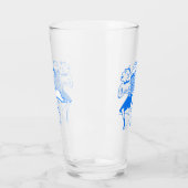 Retro Blauw Schaatsend Koppel Glas (Links)