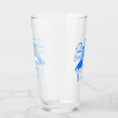 Retro Blauw Schaatsend Koppel Glas (Rechts)