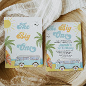 Retro Blauw Sinaasappel Surfer De Grote Een 1e Ver Kaart