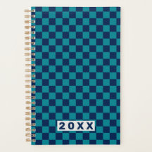 Retro Blauw Teal Schachbrett 2026