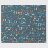 Retro Blauw Vierkant Patroon Inpakpapier (Vlak)