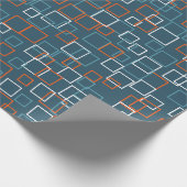 Retro Blauw Vierkant Patroon Inpakpapier (Hoek)