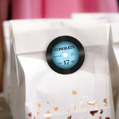 Retro Blauw Vinyl Record Bruiloft Gefeliciteerd Ronde Sticker