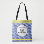 Retro Blauw Water Patroon Kano Otter Gepersonalise Tote Bag (Voorkant)