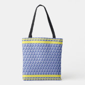 Retro Blauw Water Patroon Kano Otter Gepersonalise Tote Bag (Achterkant)