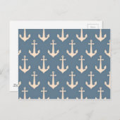 Retro  blauw wit anker patroon briefkaart (Voorkant / Achterkant)
