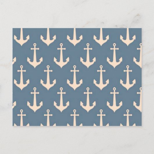 Retro  blauw wit anker patroon briefkaart (Voorkant)