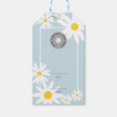 Retro Blauw & Wit Daisy Business Logo Prijs Hang Cadeaulabel (Voorkant)