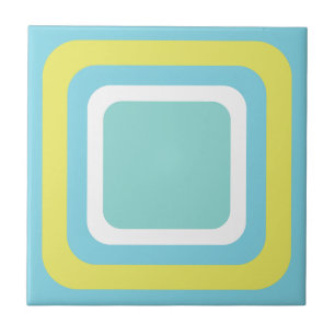 Retro Blauw Wit Geel Tegeltje