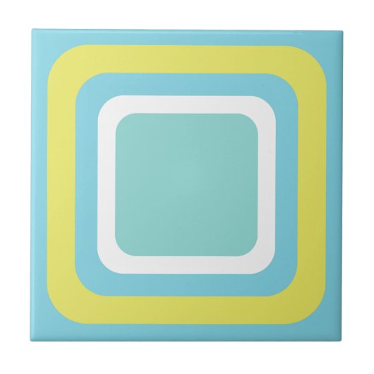 Retro Blauw Wit Geel Tegeltje (Voorkant)