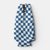 Retro blauw wit geruit geruit geruit flesjeskoeler (Achterkant)