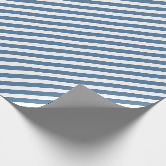 Retro blauw & wit gestreept inpakpapier (Hoek)