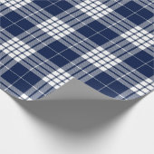 Retro Blauw Wit Kerstmis Nieuwjaar Schotse Ruit Cadeaupapier (Hoek)