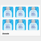 Retro Blauwe 70s Disco Dansende Koningin Bruidsdou Vierkante Sticker (Vel)