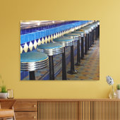 retro blauwe barkrukken impressionisme canvas afdruk (Insitu (Woonkamer))