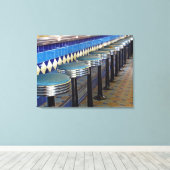 retro blauwe barkrukken impressionisme canvas afdruk (Insitu (Houten vloer))