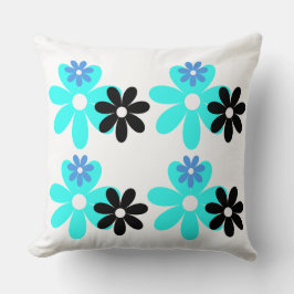 Retro Blauwe Bloem Duo Kussen