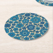 Retro Blauwe Bloem Papier Onderzetters – Meer Vorm (Gebogen)