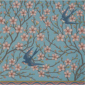 Retro Blauwe Bloem Swallow Patroon van Walter Cran Sticker (Voorkant)