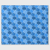 Retro Blauwe Bloemen Modern Minimale abstracte Blo Cadeaupapier (Vlak)