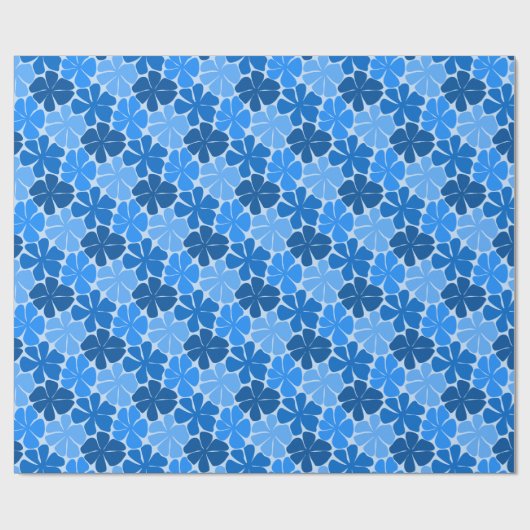 Retro Blauwe Bloemen Modern Minimale abstracte Blo Cadeaupapier (Vlak)