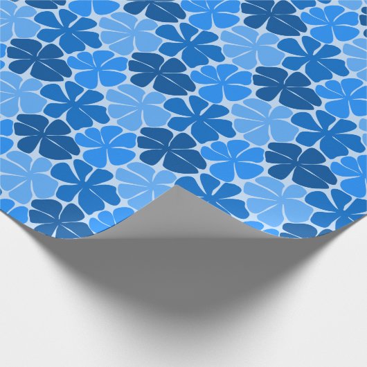Retro Blauwe Bloemen Modern Minimale abstracte Blo Cadeaupapier (Hoek)