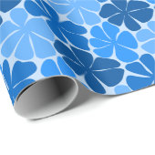 Retro Blauwe Bloemen Modern Minimale abstracte Blo Cadeaupapier (Rol Hoek)