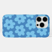 Retro Blauwe Bloemen Whimsical Preppy Hippie Chic Case-Mate iPhone Case (Achterkant (horizontaal))