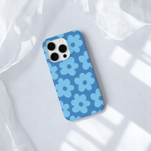 Retro Blauwe Bloemen Whimsical Preppy Hippie Chic Case-Mate iPhone Case