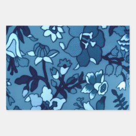 Retro Blauwe Bloemen Zwaan Bruid Paisley Decoupage Inpakpapier Vel