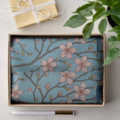 Retro Blauwe Bloemige Zwaluwnmotief van Walter Cra Tissuepapier (Geschenk)