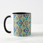 Retro blauwe bloemmotief accent mok (Links)