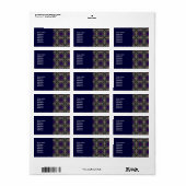 Retro blauwe bloesem fractaal patroon etiket (Full Sheet)