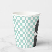 Retro blauwe check Skateboard twee rad 2e Verjaard Papieren Bekers (Rechts)