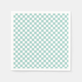 Retro blauwe check Skateboard twee rad 2e Verjaard Servet