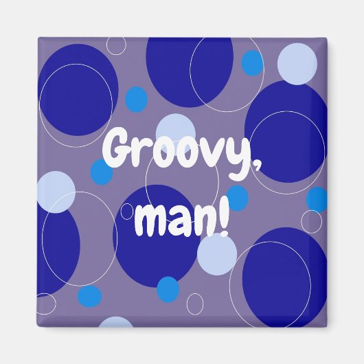 Retro blauwe cirkels en ovalen Koninklijke Periwin Magneet (Voorkant)