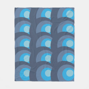 Retro Blauwe Cirkels Fleece Deken