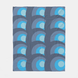 Retro Blauwe Cirkels Fleece Deken