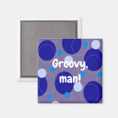 Retro blauwe cirkels & ovalen Koninklijke Periwink Magneet (Voorkant / Achterkant)