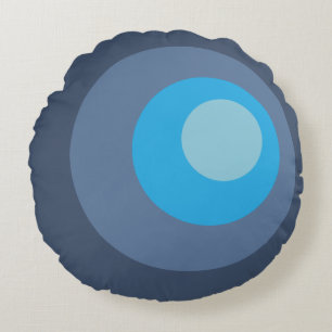 Retro Blauwe Cirkels Rond Kussen